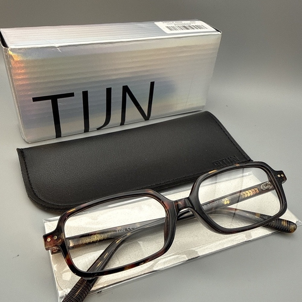 TIJN Blue Light Eyeglasses NWT Case Chic T1842-T05 Square Tortoise 51-17-146 C2